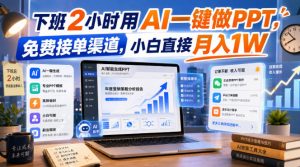下班2小时用AI一键做PPT，免费接单渠道，小白直接月入1W【揭秘】|淘骐网赚资源库