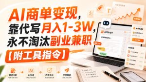 AI商单变现,靠代写月入1-3W,永不淘汰副业兼职【附工具指令】【揭秘】|淘骐网赚资源库