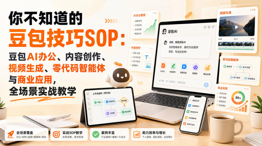 你不知道的豆包技巧SOP：豆包AI办公、内容创作、视频生成、零代码智能体与商业应用，全场景实战教学|淘骐网赚资源库
