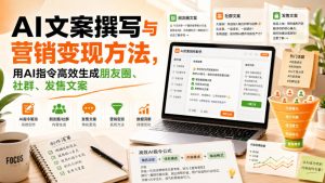AI文案撰写与营销变现方法,用AI指令高效生成朋友圈、社群、发售文案|淘骐网赚资源库