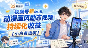 视频号新玩法动漫画风励志视频，持续化收益【小白首选啊】|淘骐网赚资源库