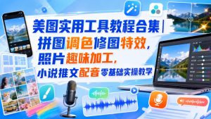 美图实用工具教程合集|拼图调色修图特效,照片趣味加工,小说推文配音零基础实操教学|淘骐网赚资源库