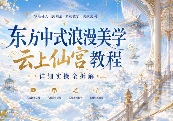 东方中式浪漫美学云上仙宫教程，详细实操全拆解|淘骐网赚资源库