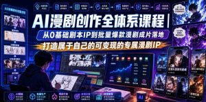 AI漫剧创作全体系课程|从0基础剧本IP到批量爆款漫剧成片落地,打造属于自己的可变现的专属漫剧IP|淘骐网赚资源库