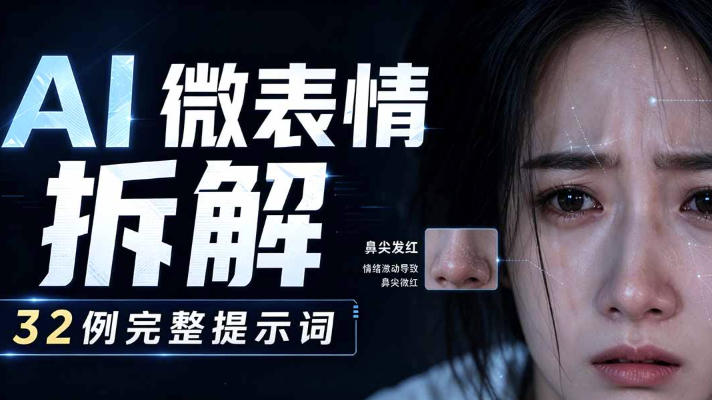 AI微表情拆解提示词合集，精准调控AI角色表情，可直接复用，0基础也能调出影视级表情变化|淘骐网赚资源库
