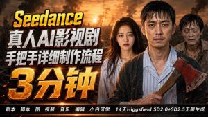 3分钟真人AI影视剧怎么做?SD 2.0手把手完整制作流程|Higgsfield 14天SD 2.0/2.5无限生成|淘骐网赚资源库