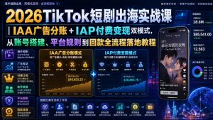 2026TikTok短剧出海实战课|IAA广告分账+IAP付费变现双模式,从账号搭建、平台规则到回款全流程落地教程|淘骐网赚资源库