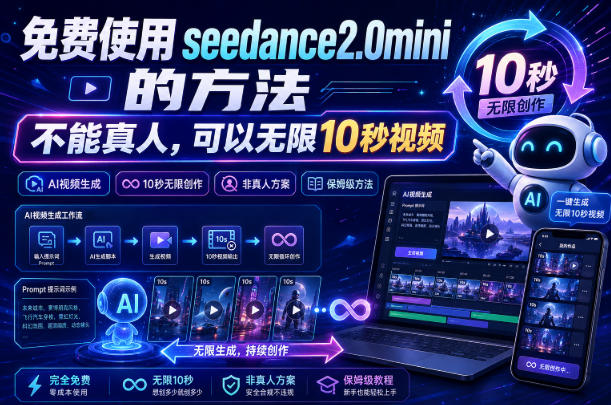 免费使用seedance2.0mini的方法，不能真人，可以无限10秒视频，9图+3音频参考|淘骐网赚资源库