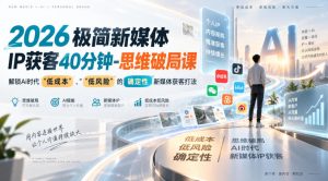 2026极简新媒体IP获客40分钟-思维破局课,解锁Ai时代“低成本”、“低风险”的确定性新媒体获客打法|淘骐网赚资源库