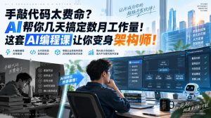 手敲代码太费命?AI帮你几天搞定数月工作量!这套AI编程课让你变身架构师!【原创双语字幕】|淘骐网赚资源库