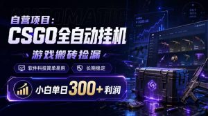 自营项目:CSGO全自动挂G,游戏搬砖捡漏,软件科技简单易用,长期稳定,小白单日300+利润【揭秘】|淘骐网赚资源库