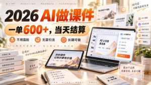 2026 AI做课件,一单600+,当天结算,不用露脸,无需引流,长期可做【揭秘】|淘骐网赚资源库