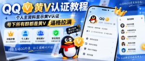 QQ黄V认证教程,个人主资料显示黄V认证,号下所有群都是黄V,逼格拉满|淘骐网赚资源库
