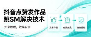 抖音点赞发作品跳sm解决技术,外来教程,效果自测|淘骐网赚资源库
