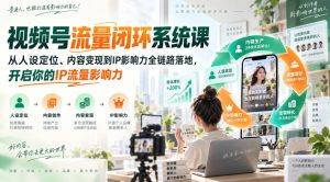 视频号流量闭环系统课,从人设定位、内容变现到IP影响力全链路落地,开启你的IP流量影响力|淘骐网赚资源库