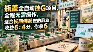 瓶盖全自动挂G项目,全程无需操作,适合长期佛系做的副业,收益6:4分,你拿6【揭秘】|淘骐网赚资源库