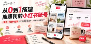 从0到1搭建能賺钱的小红书账号,定位+内容+运营三天跑通变现闭环|淘骐网赚资源库
