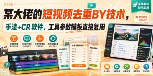 某大佬的短视频去重搬运技术,手法+CR软件,工具参数模板直接复用|淘骐网赚资源库