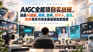 AIGC全能项目实战班-无水印，涵盖AI绘画、视频、音频、数字人、音乐、剪映等多方向全赛道落地变现课（更新）|淘骐网赚资源库