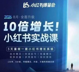 戴小胖·8月28-30号线下课视频20小时,小红书爆量会实战课,6大系统全新升级,3天重做一套小红书增长系统|淘骐网赚资源库