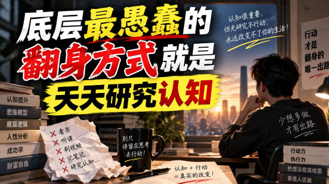 付费文章：底层最愚蠢的翻身方式就是天天研究认知|淘骐网赚资源库