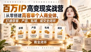 百万IP高变现实战营|从零搭建高客单个人商业体,打通获客、产品、私域、成交全闭环|淘骐网赚资源库