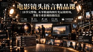 电影镜头语言精品课|18节完整版,从零精通构图灯光运镜转场,掌握专业影视拍摄技法|淘骐网赚资源库
