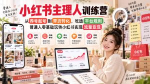 小红书主理人训练营,从养号起号到带货转化,吃透平台规则,普通人零基础玩转小红书实现流量变现|淘骐网赚资源库