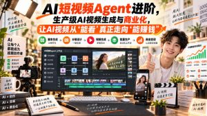 AI短视频Agent进阶，生产级AI视频生成与商业化，让AI视频从”能看”真正走向”能賺钱”|淘骐网赚资源库