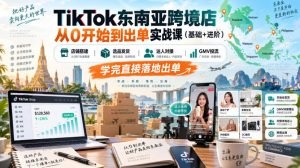 TikTok东南亚跨境店从0开始到出单实战课(基础+进阶),店铺搭建、选品发货、达人对接、GMV投流,学完直接落地出单|淘骐网赚资源库