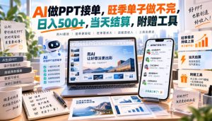 AI做PPT接单,旺季单子做不完,日入500+,当天结算,附赠工具【揭秘】|淘骐网赚资源库