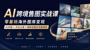 AI跨境售图实战课,零基础海外图库变现,AI作图+平台上架+爆款选图全流程落地|淘骐网赚资源库