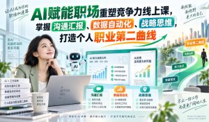 AI赋能职场重塑竞争力线上课,掌握沟通汇报、数据自动化、战略思维,打造个人职业第二曲线|淘骐网赚资源库