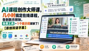 AI课程创作大师课,几小时搞定在线课程,告别数月熬制,免费工具+1个提示词就够了!【原创双语字幕】|淘骐网赚资源库