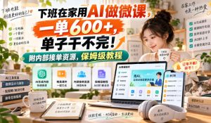 下班在家用AI做微课,一单600+,单子干不完!附内部接单资源,保姆级教程【揭秘】|淘骐网赚资源库