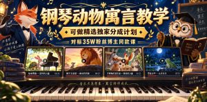 钢琴动物寓言教学,可做精选独家分成计划,对标35W粉丝博主同款课|淘骐网赚资源库