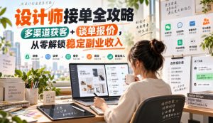 设计师接单全攻略-无水印,多渠道获客+谈单报价,从零解锁稳定副业收入|淘骐网赚资源库