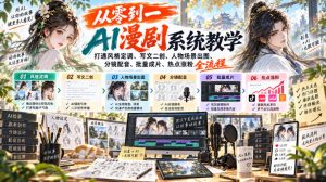 从零到一AI漫剧系统教学,打通风格定调、写文二创、人物场景出图、分镜配音、批量成片、热点涨粉全流程|淘骐网赚资源库