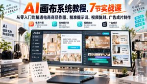 AI画布系统教程,7节实战课从零入门到精通电商商品作图、精准提示词、视频复刻、广告成片制作|淘骐网赚资源库