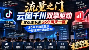 流量之门-云图千川双擎驱动实战线下课26年两天一夜,26年死磕流量池一部连贯的落地蓝图!|淘骐网赚资源库
