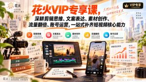 花火VIP专享课,深耕剪辑思维、文案表达、素材创作、流量翻倍、账号运营,一站式补齐短视频核心能力|淘骐网赚资源库