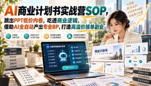 【无水印】AI商业计划书实战营SOP,跳出PPT低价内卷,吃透商业逻辑,借助AI全自动产出专业BP,打造高溢价接单副业|淘骐网赚资源库
