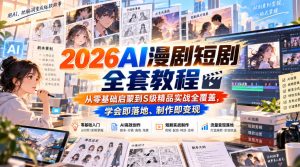 【无水印】2026AI漫剧短剧全套教程,从零基础启蒙到S级精品实战全覆盖,学会即落地、制作即变现|淘骐网赚资源库