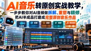 AI音乐转原创实战教学,一步步教你对AI音频做拆解、重塑与精修,把AI半成品打磨成完整原创音乐作品|淘骐网赚资源库