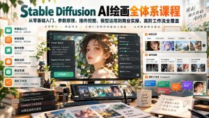 【无水印】Stable Diffusion AI绘画全体系课程,从零基础入门、参数原理、插件控图、模型运用到商业实操、高阶工作流全覆盖|淘骐网赚资源库