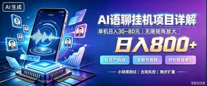 AI聊天挂G项目,日入800+,适用个人副业,支持工作室矩阵操作,放大收益【揭秘】|淘骐网赚资源库