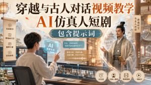 穿越与古人对话视频教学，AI仿真人短剧，包含提示词|淘骐网赚资源库