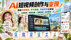 AI短视频创作与变现,覆盖写真萌娃、节气情感、风景带货全赛道,工具实操+原创去重+流量变现一站式落地|淘骐网赚资源库