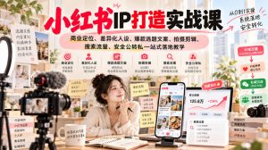 小红书ip打造实战课,商业定位、差异化人设、爆款选题文案、拍摄剪辑、搜索流量、安全公转私一站式落地教学|淘骐网赚资源库