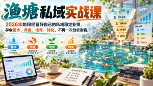 渔塘私域实战课,2026年如何经营好自己的私域稳定业绩,学会蓄水、养鱼、培育、转化,不再一次性收割客户|淘骐网赚资源库